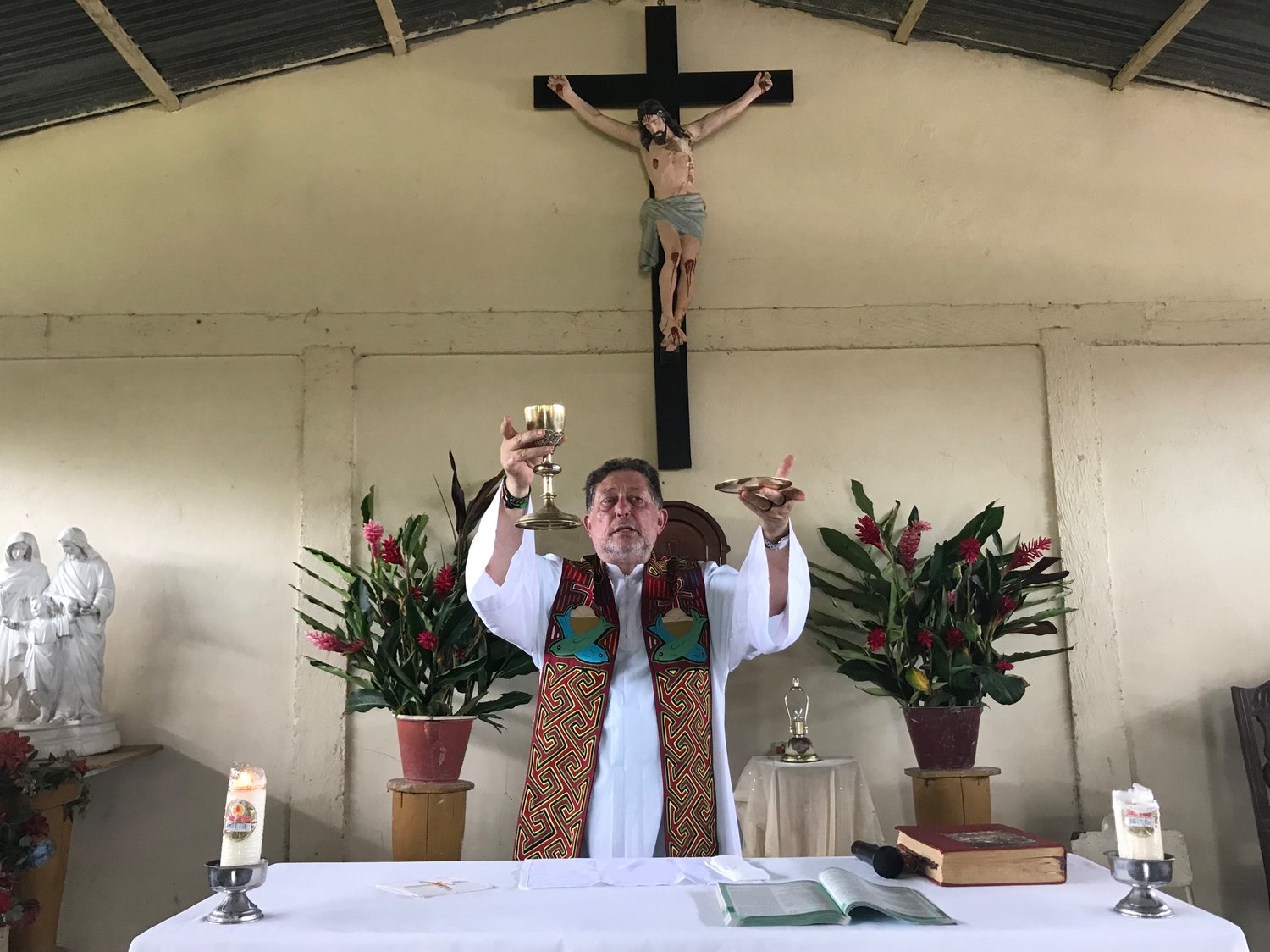 Jesuit Father Alfredo Ferro celebrates Mass July 14, 2019, in the indigenous community of Nazaret, Colombia. In Pope Francis’ postsynodal apostolic exhortation, “Querida Amazonia,” released Feb. 12, 2020, the Pontiff acknowledged the serious shortage of priests in remote areas of the Amazon, but he insisted not all avenues have been exhausted to address the issue.